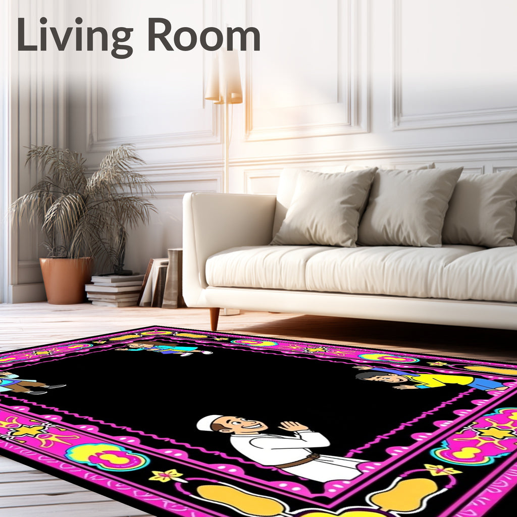 Vibrant Pink Children Greeting Square Rug