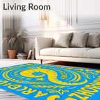 Yellow Whale Blue Ocean Graphic Rug
