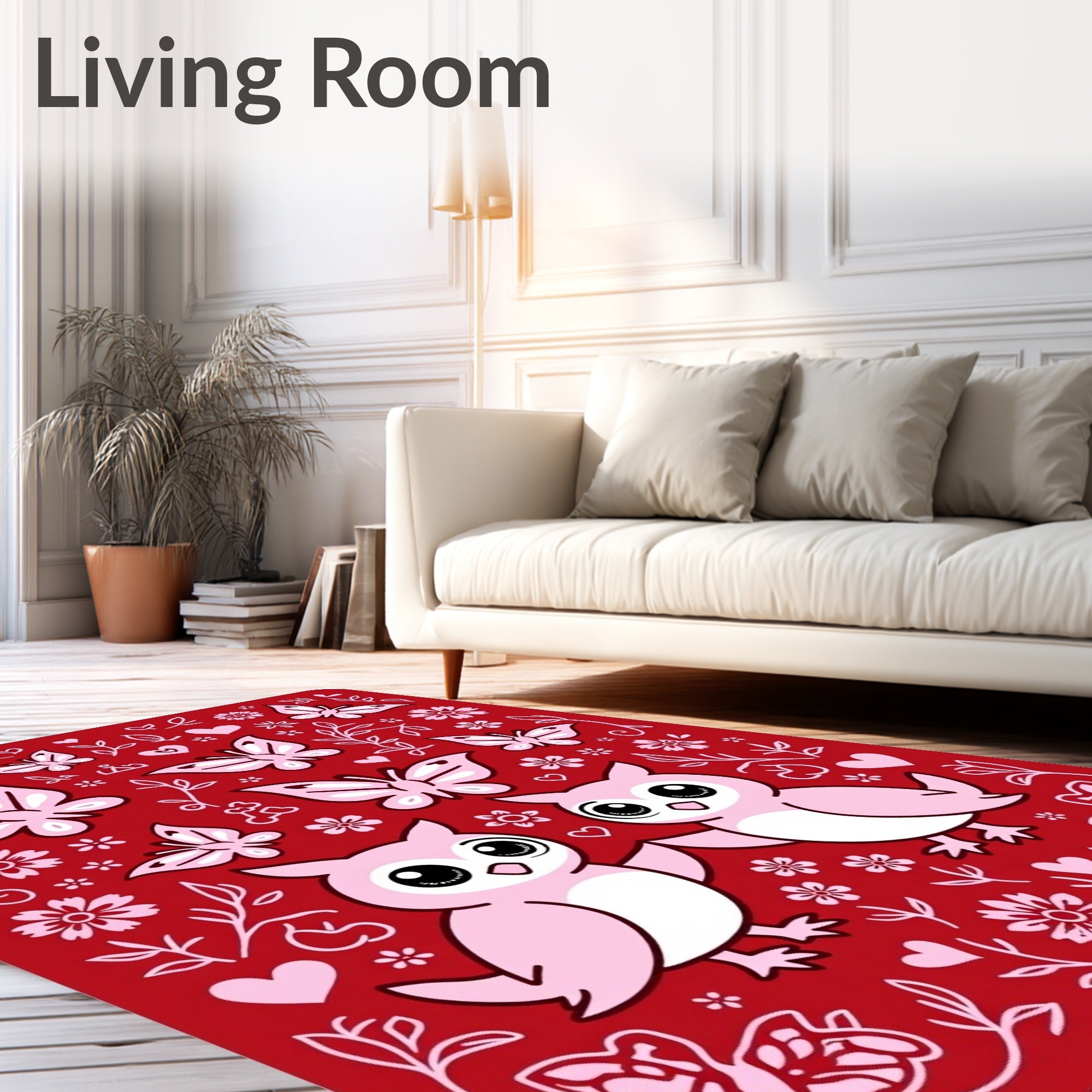 Pink Owls Butterflies and Flowers Romance Rug