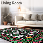 Floral Butterfly Alphabet Border Rug