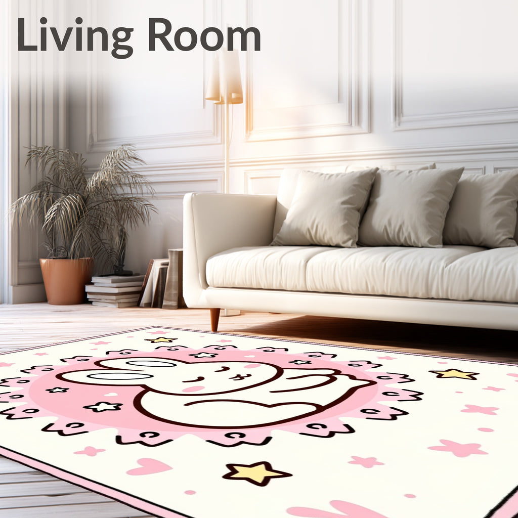 Sweet Dreams Pink Bunny Stars Rug
