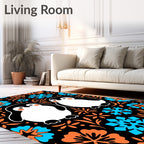 Whimsical Penguin Snow Flake Garden Rug