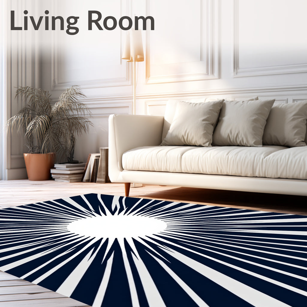 Bold Navy Sunburst Radiance Rug