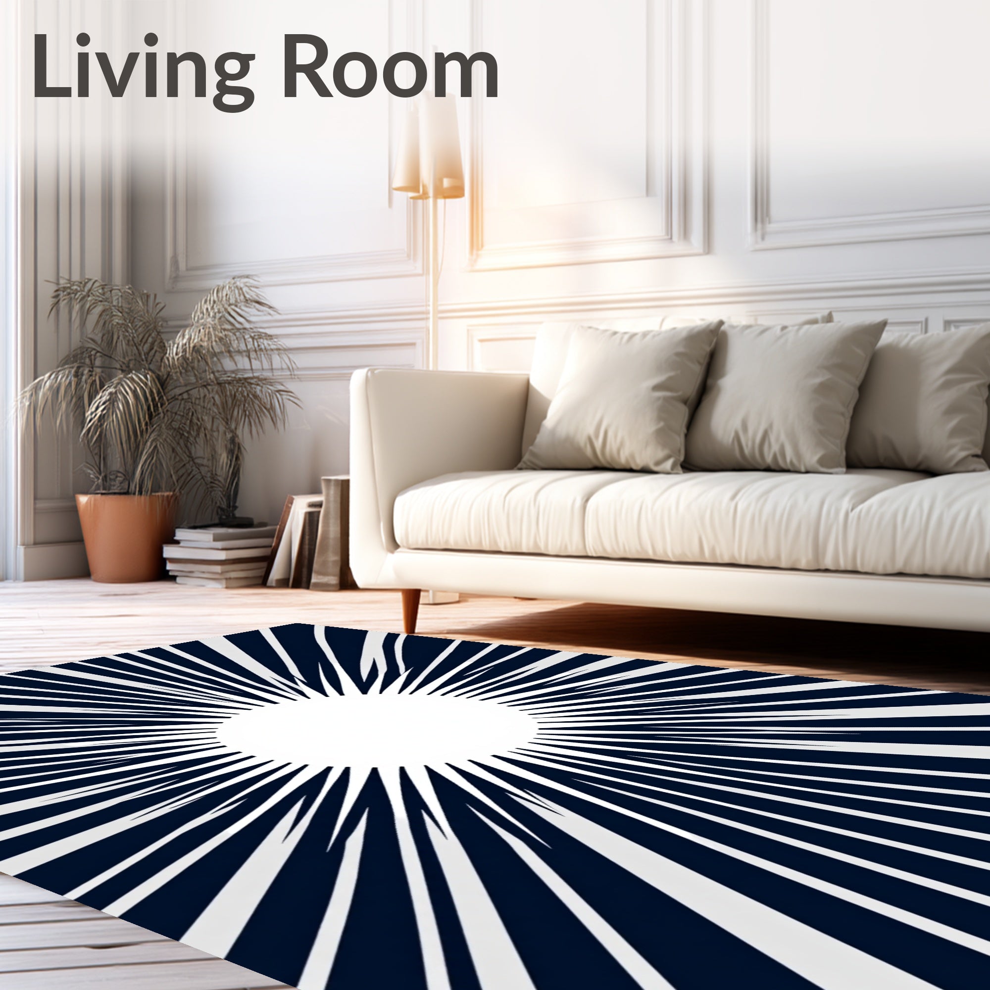 Bold Navy Sunburst Radiance Rug