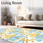 Yellow Blue Tent Clouds Stars Ribbon Rug