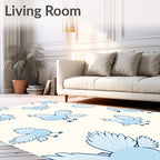 Light Blue Whimsical Bird Collection Rug