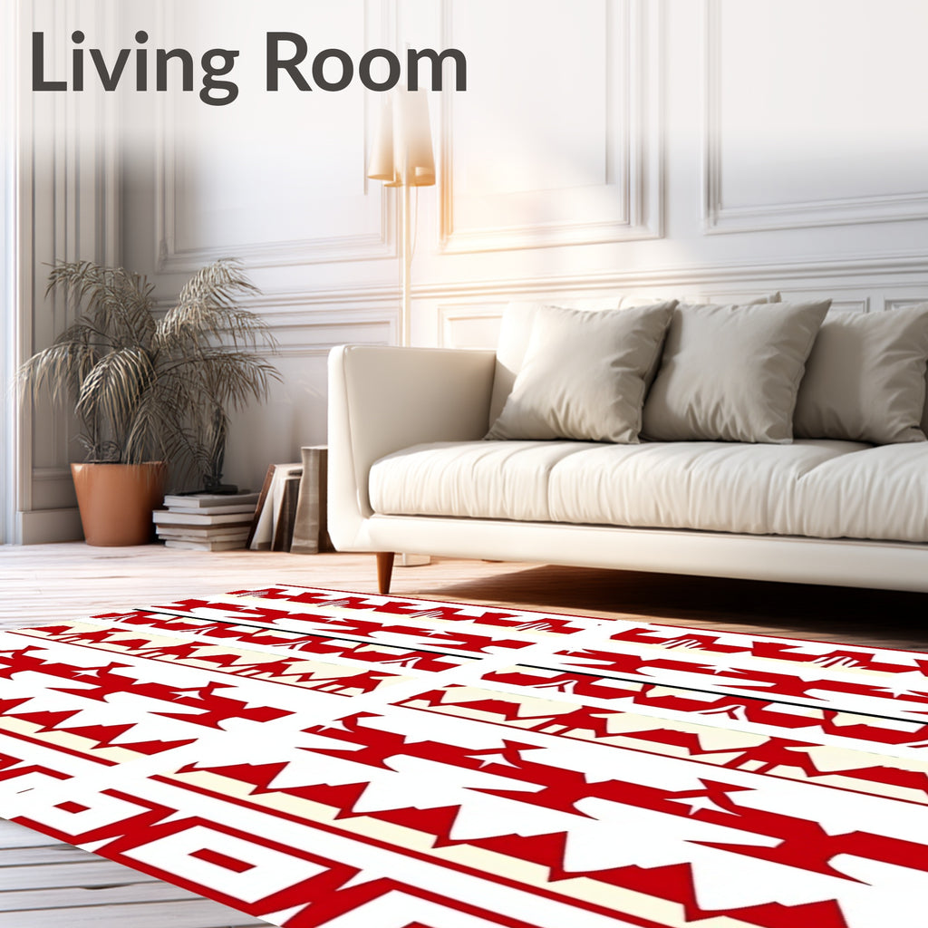 Red Bifold Geometric Stripes Rug