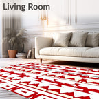 Red Bifold Geometric Stripes Rug