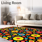 Funky Multicolor Floral Bloom Collage Rug