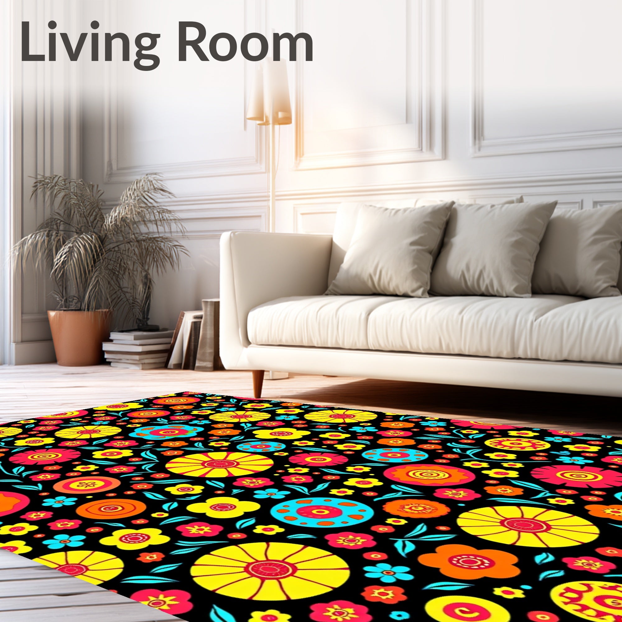 Funky Multicolor Floral Bloom Collage Rug
