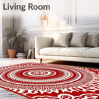 Crimson Radial Sunburst Medallion Rug