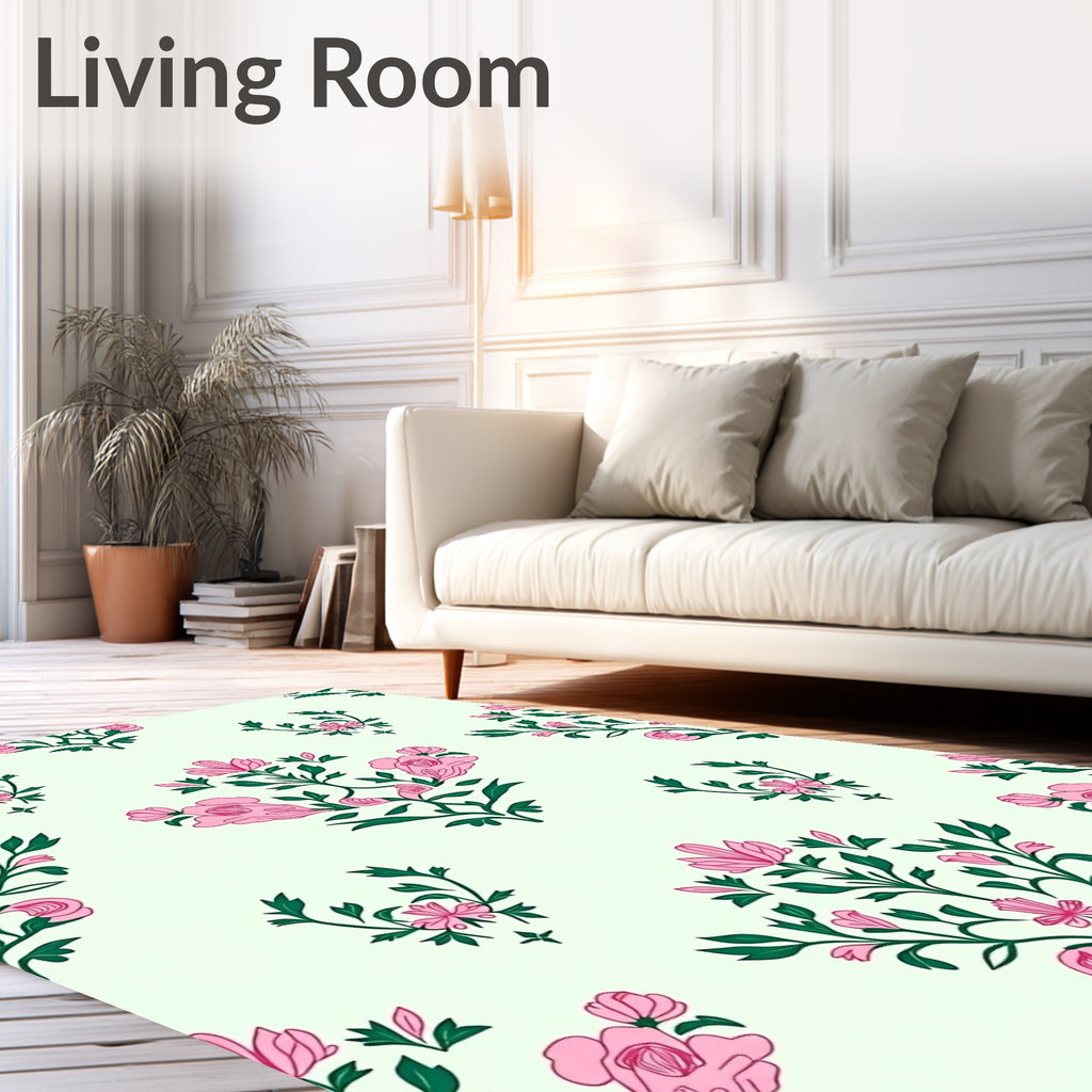 Pink Floral Spray Garden Rug