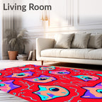 Whimsical Whimsical Bright Cat Faces Rug