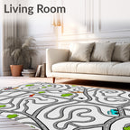 Whimsical Road Maze Green Tree Art Rug