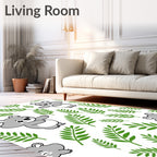 Playful Gray Koalas Green Foliage Rug