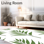 Green Fern Frond Leaf Botanical Rug
