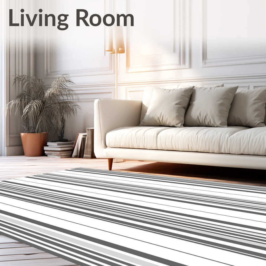 Modern Gray Vertical Stripe Rug
