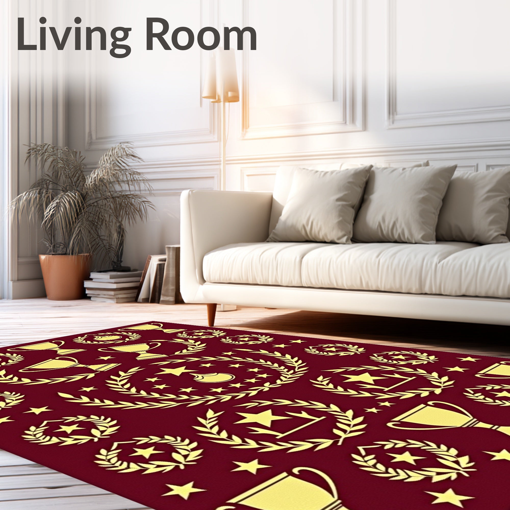 Golden Trophies Laurel Wreaths Stars Rug