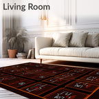 Dark Orange Grid Tribal Art Rug