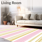 Soft Pink Gold Stripe Harmony Rug