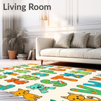 Playful Alphabet Animals Floral Collection Rug