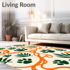 Forest Green Paw Print Vine Rug