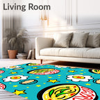 Whimsical Yellow Noodle Soup Stars Rug