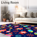 Colorful Striped Fish Oceanic Collage Rug