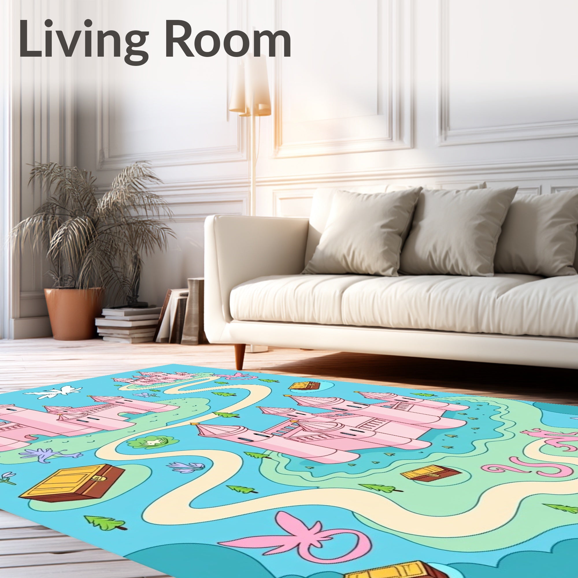 Pink Castle Adventure Map Rug