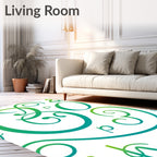 Abstract Green Calligraphic Alphabet Gradient Rug