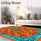 Vibrant Orange Starburst Medallion Rug