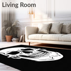 Bold Black Skull Graphic Rug