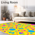 Vibrant Yellow Alphabet Circles Rug