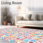 Red Blue Yellow Alphabet Collage Rug
