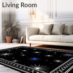 Cosmic Blue Starry Night Border Rug