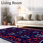 Navy Red White Cat Collage Rug