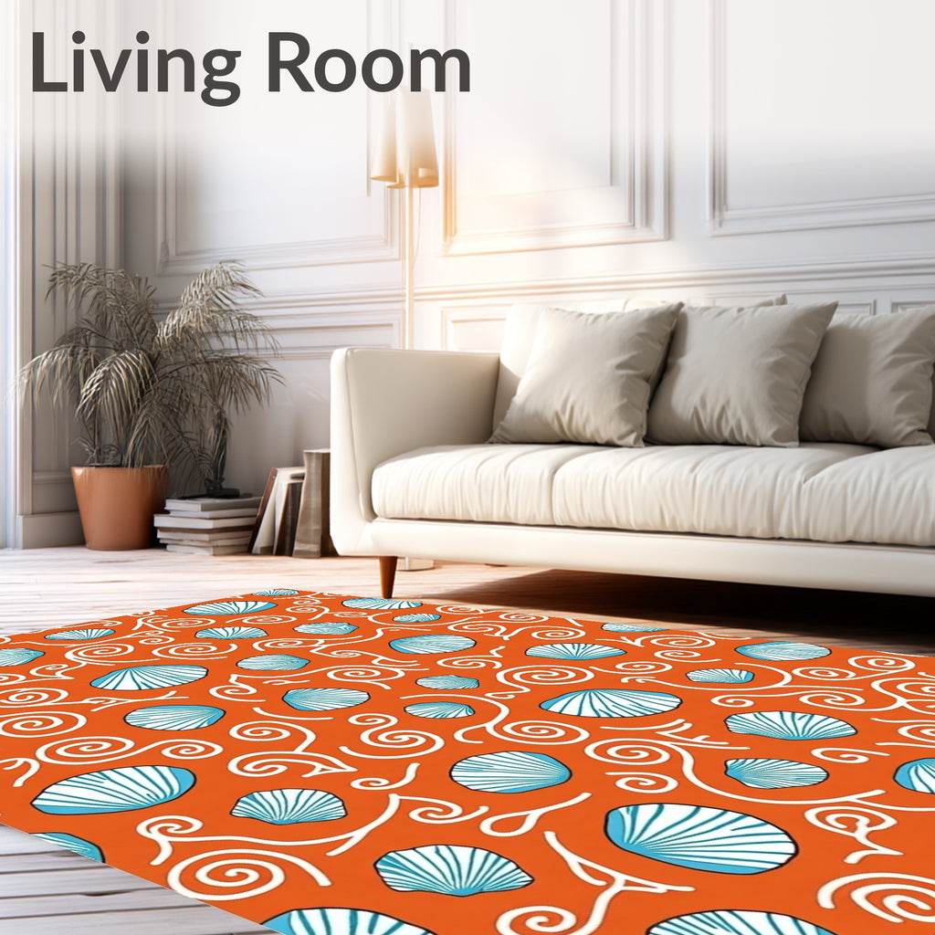 Ocean Coral Seashell Swirls Rug