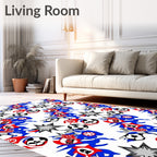 Dynamic Red Blue Soccer Star Burst Rug