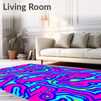 Funky Pink Car Abstract Waves Rug