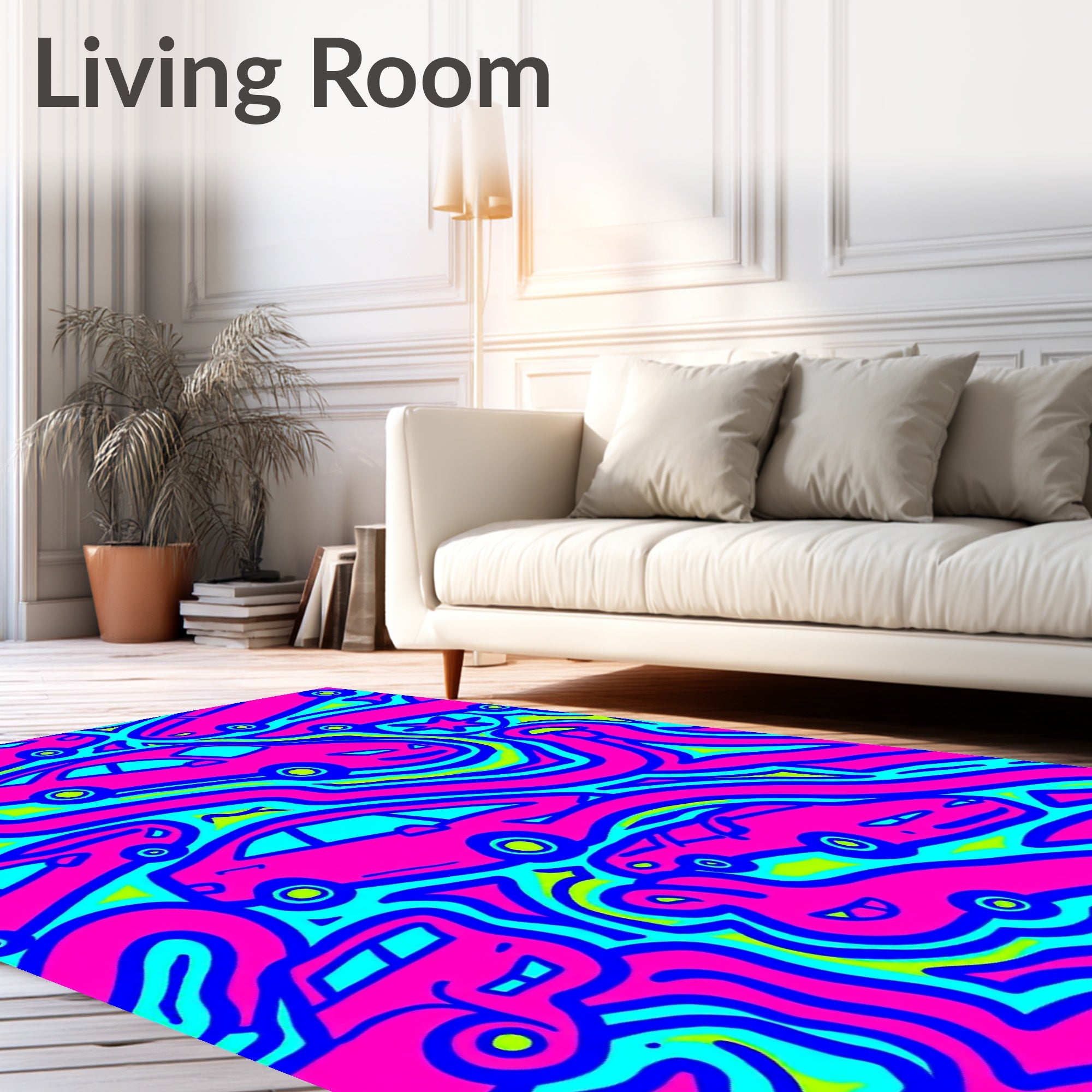 Funky Pink Car Abstract Waves Rug