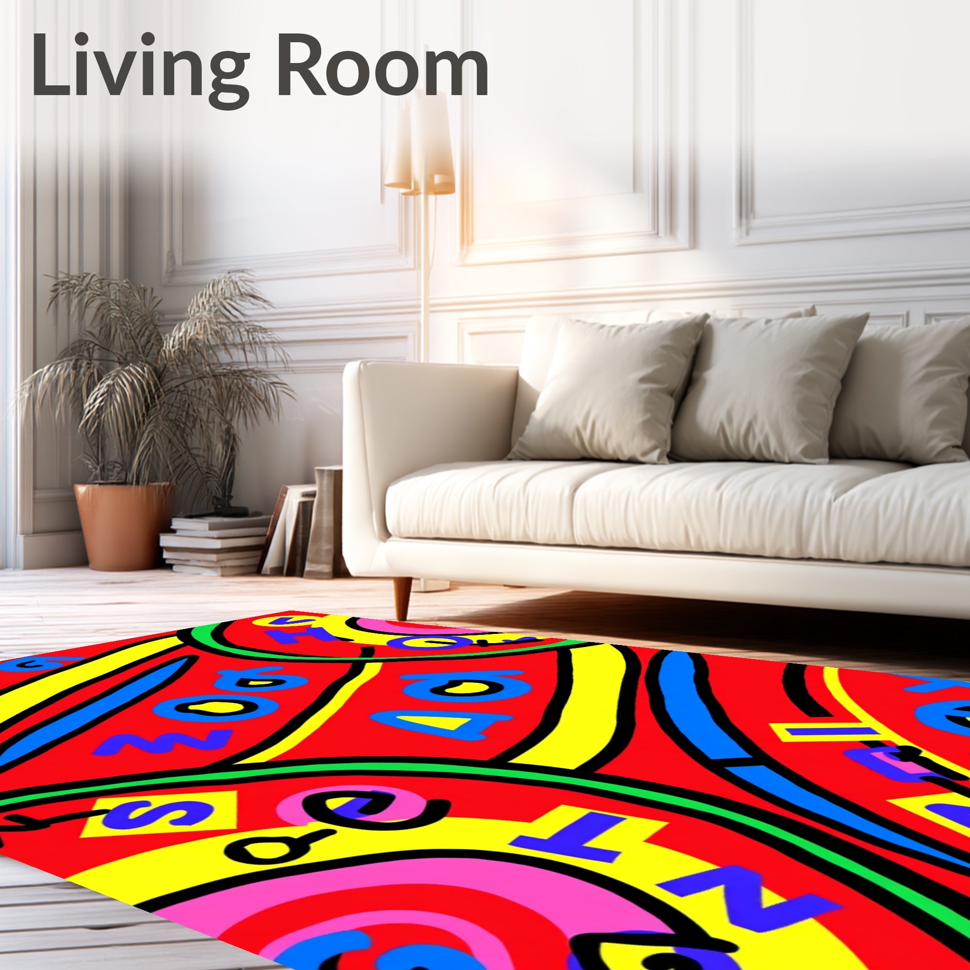 Bold Red Alphabet Swirl Rug
