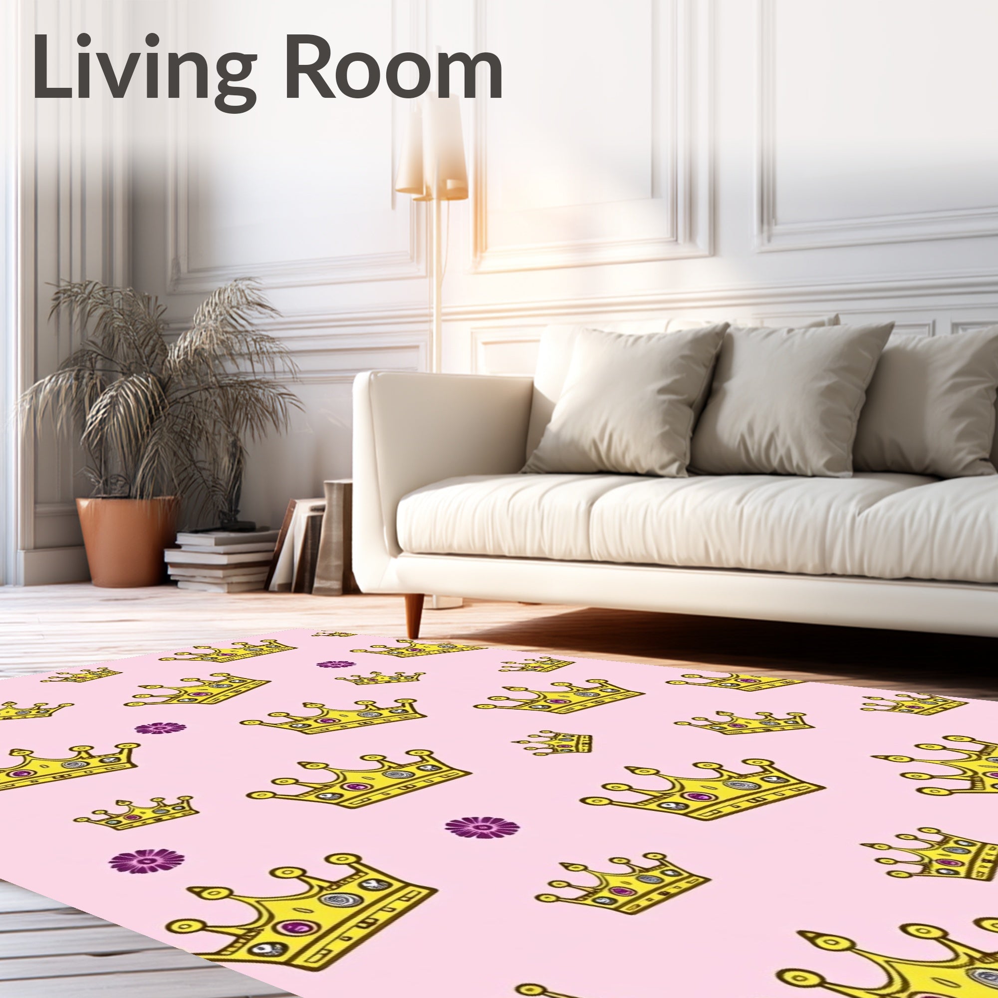 Golden Crown Pink Floral Repeat Rug