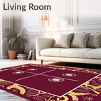 Crimson Gold Botanical Medallion Arrangement Rug