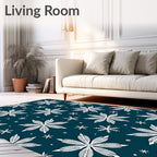 White Snowflake Winter Night Rug