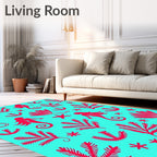 Aqua Mermaid Coral Starfish Silhouette Rug