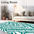 Teal Abstract Chevron Art Rug