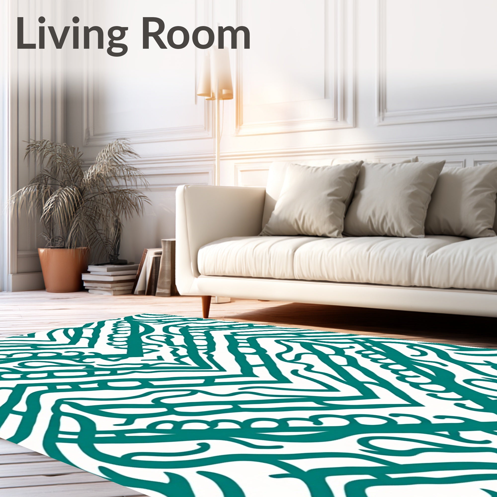 Teal Abstract Chevron Art Rug