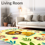 Whimsical Lion Cub Alphabet Jungle Rug