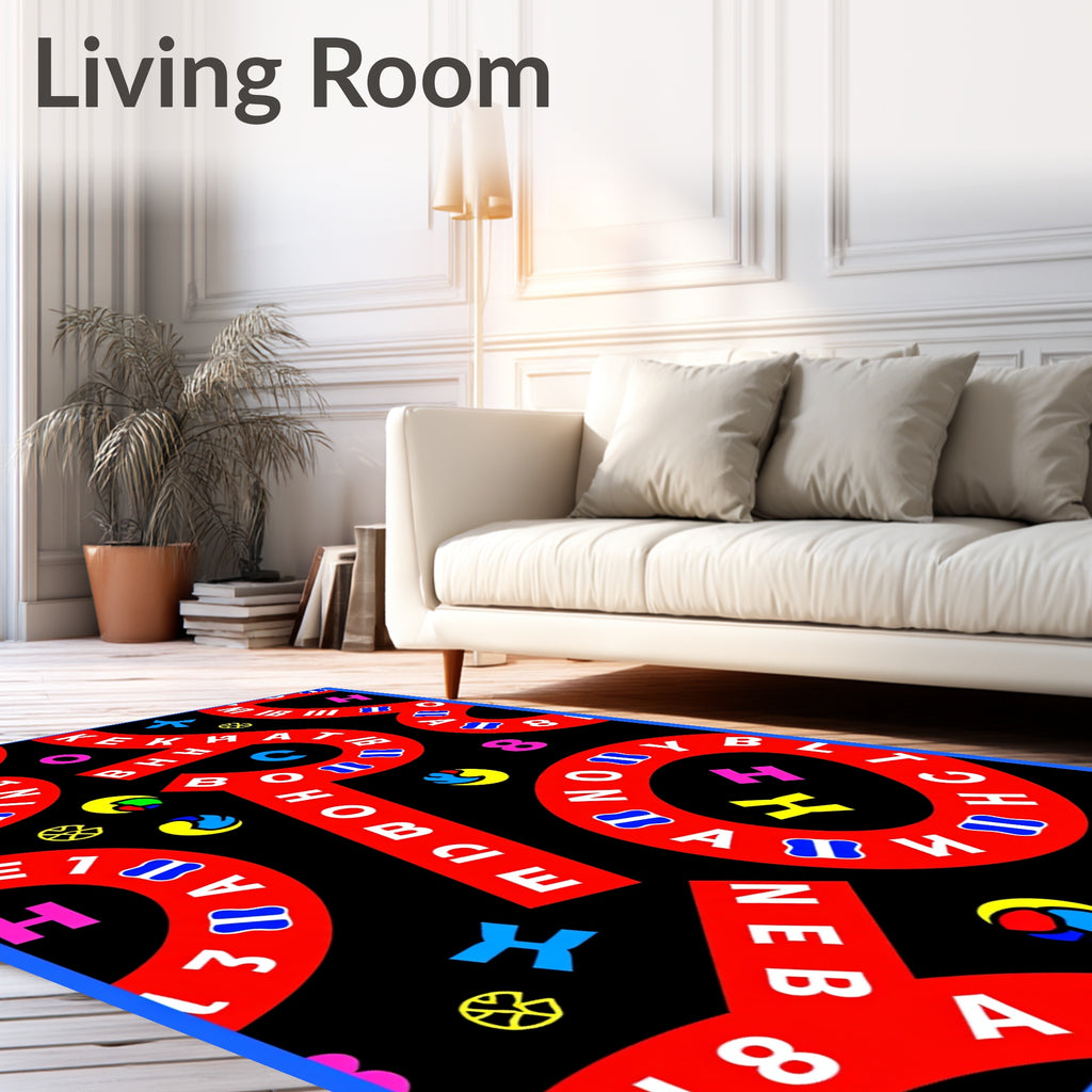 Bold Red Alphabet Circles Rug