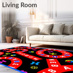 Bold Red Alphabet Circles Rug